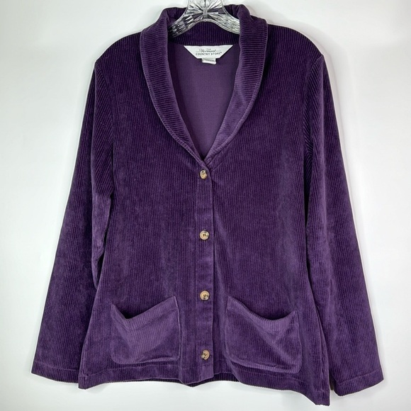 The Vermont Country Store Purple Corduroy Long Sleeve Button Up Shirt Medium - Picture 1 of 10